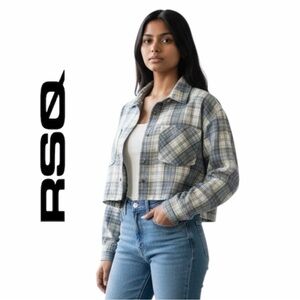 RSQ Women’s 100% Cotton Cropped Flannel - Size‎ S